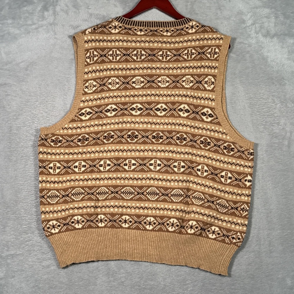 Polo Ralph Lauren Sweater Vest Mens 2XL Brown Cashmere Fair Isle Knit Vintage - Picture 7 of 8